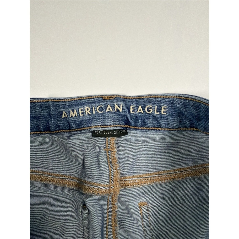 American Eagle Blue Denim Jeans Women's Size 6 Next Level Stretch Distressed - Picture 4 of 13
